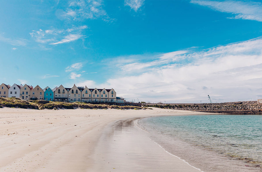 Braye beach and harbour